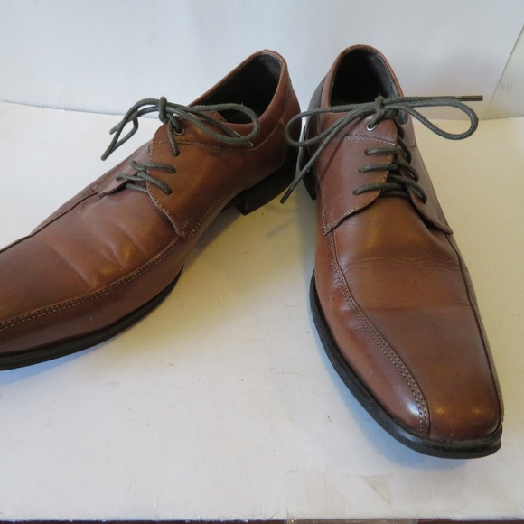 RED SAKS FIFTH AVENUE COGNAC LEATHER OXFORDS 9 - Picture 1 of 8